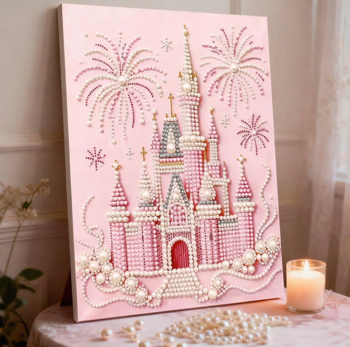 Decorative painting material package, handmade DIY Chinese style ornament, Year of the Horse pearl painting with photo frame, living room entrance hanging painting gift