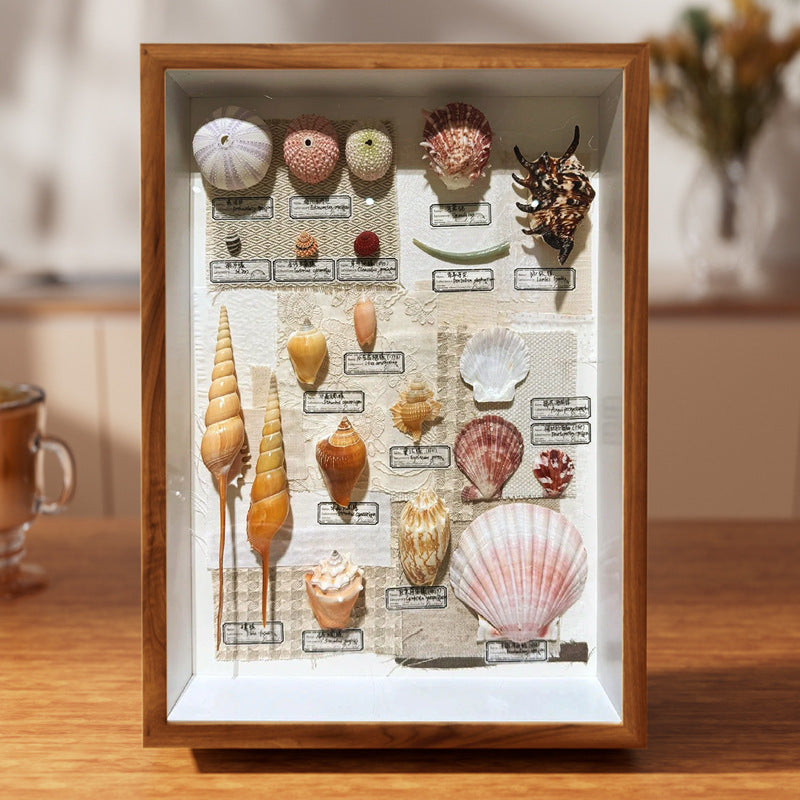 Hollow three-dimensional photo frame square empty frame wholesale wall hanging wooden dried flower specimen shell handmade DIY table picture frame003