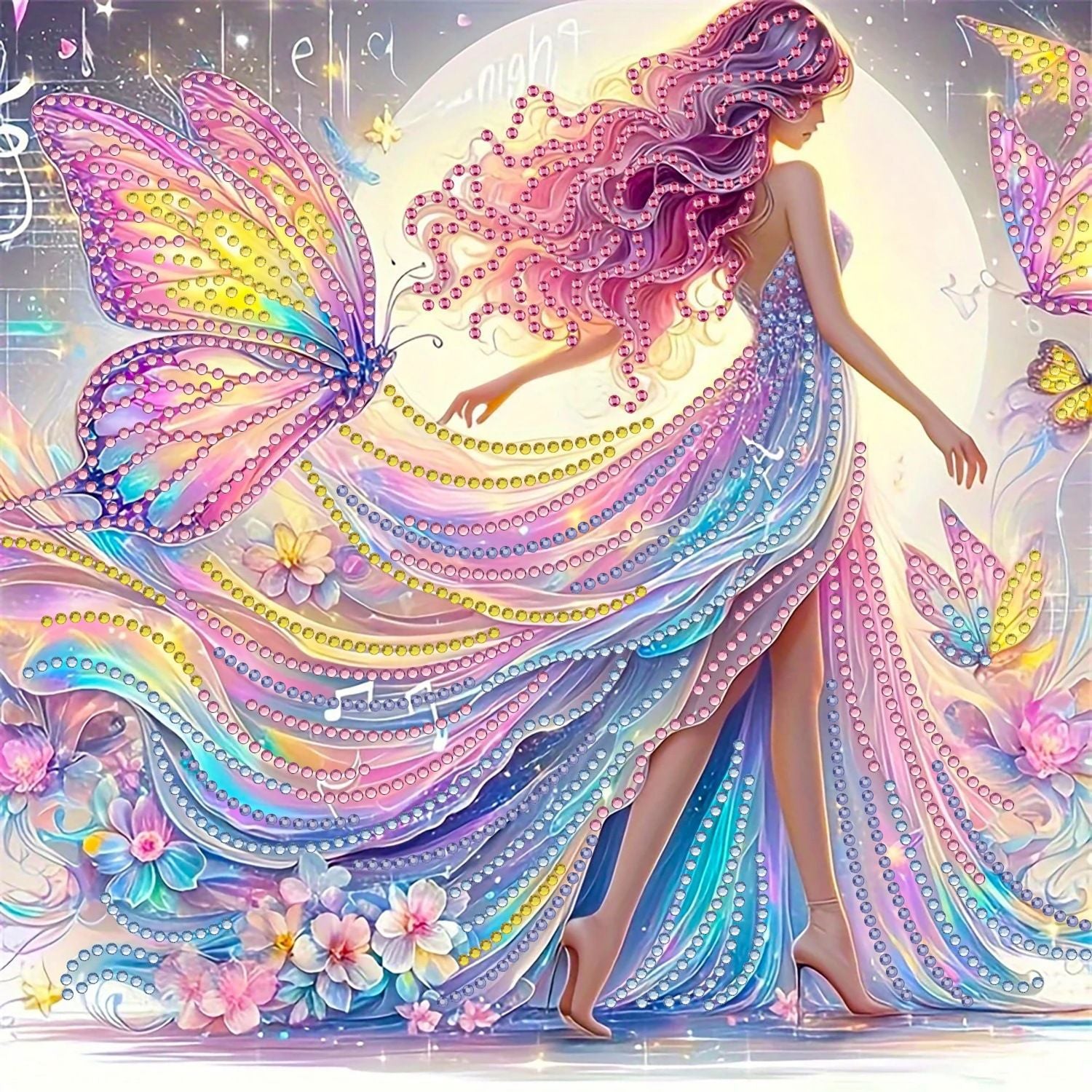 Handmade DIY Diamond Painting Star Moon Muse Shaped Diamond 5D Diamond Painting Set Art 30 * 30cm Decoration