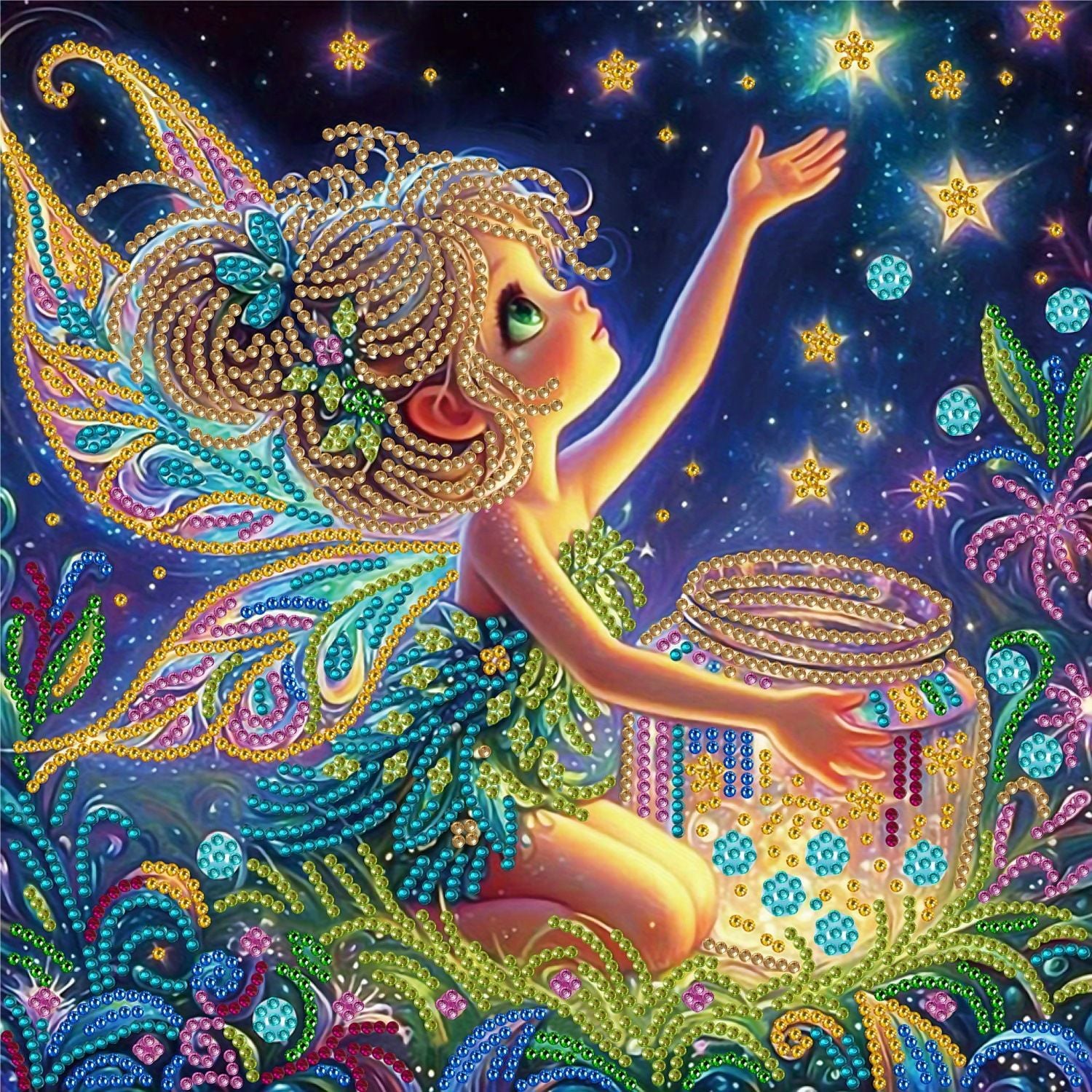 Handmade DIY Diamond Painting Star Moon Muse Shaped Diamond 5D Diamond Painting Set Art 30 * 30cm Decoration（008