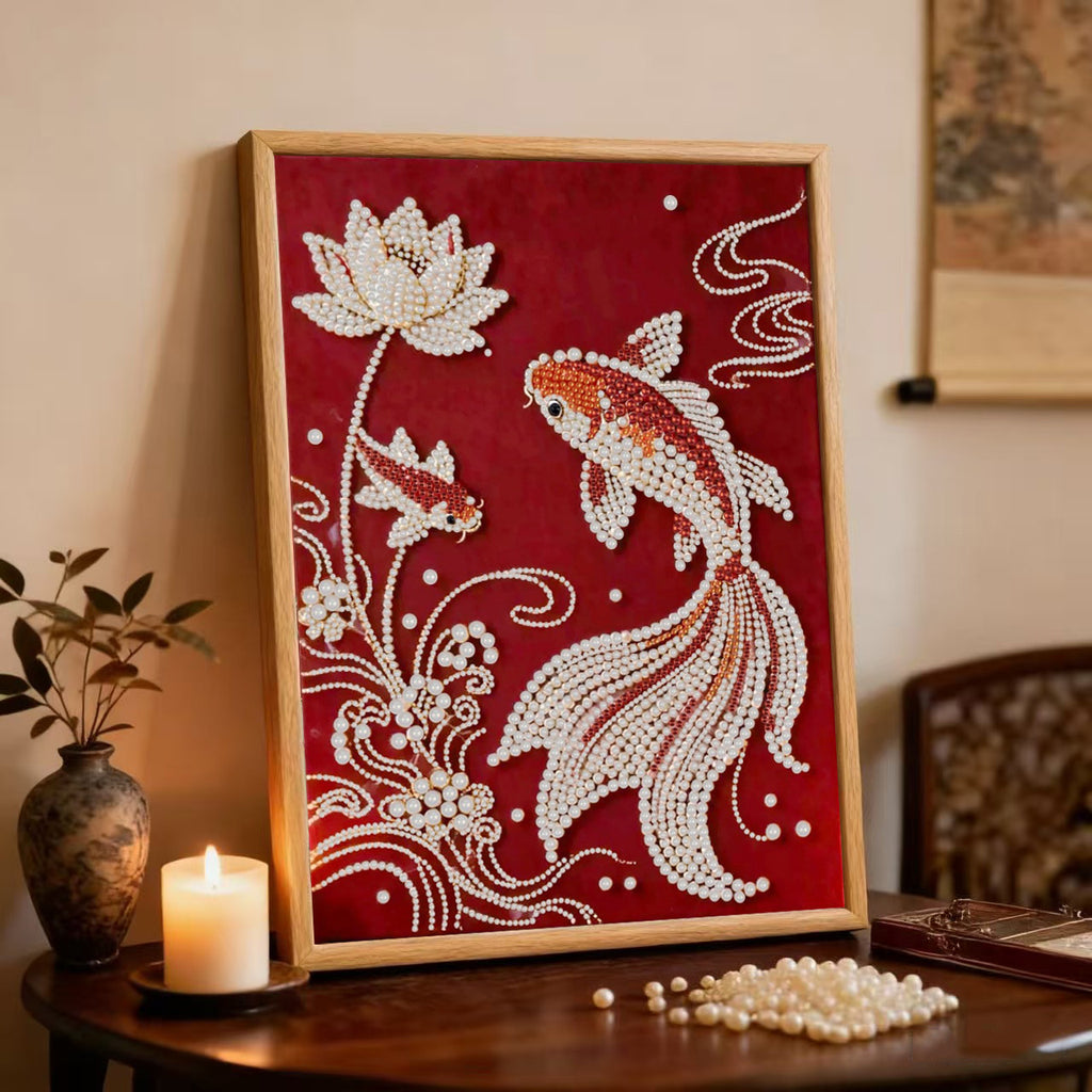Decorative painting material package, handmade DIY Chinese style ornament, Year of the Horse pearl painting with photo frame, living room entrance hanging painting gift