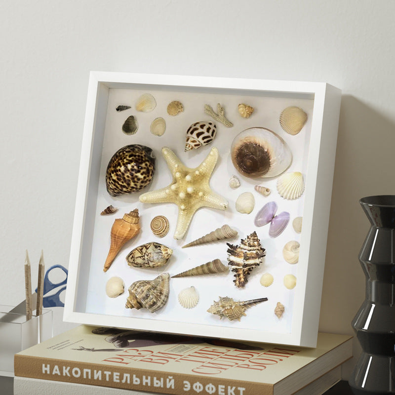 Hollow three-dimensional photo frame square empty frame wholesale wall hanging wooden dried flower specimen shell handmade DIY table picture frame001
