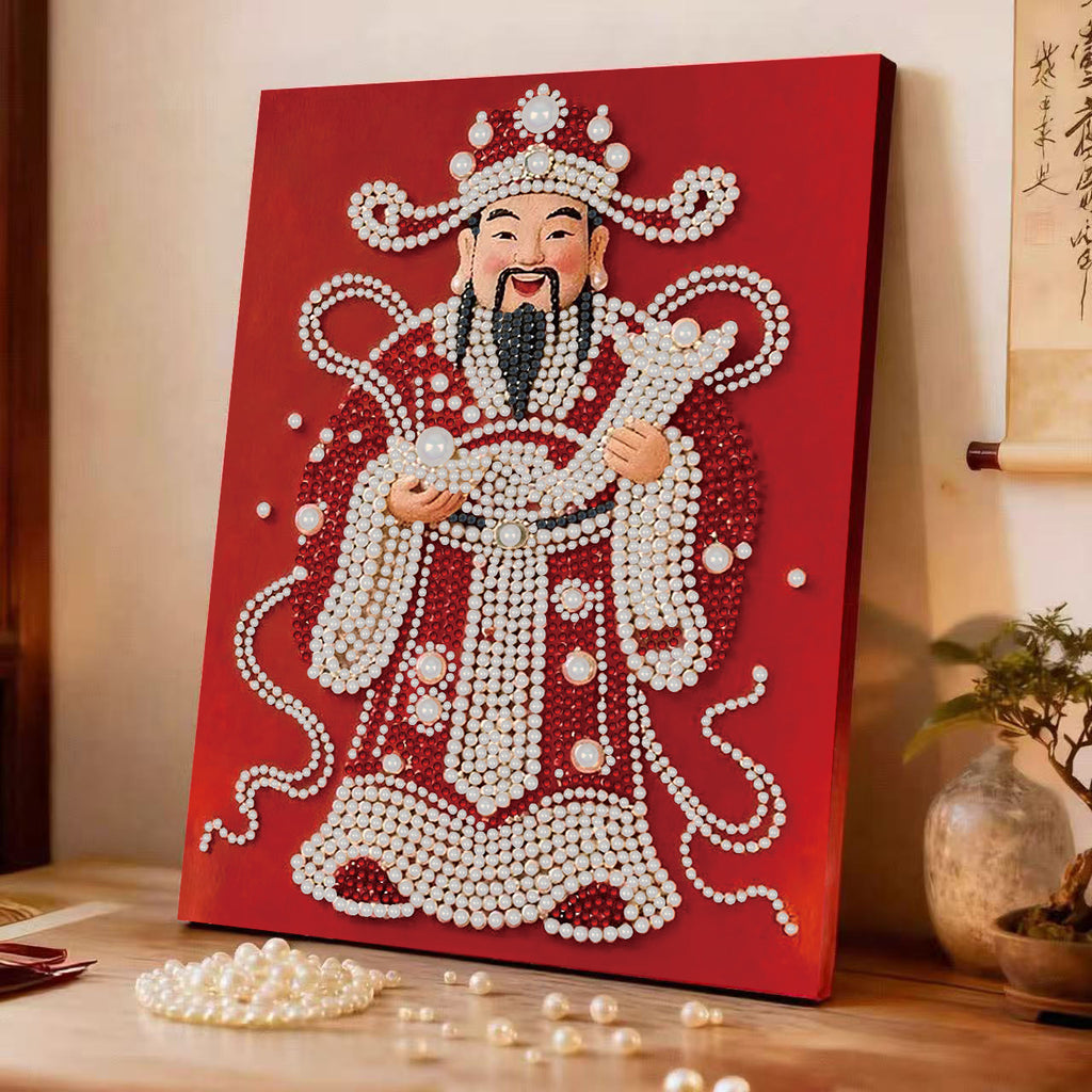 Decorative painting material package, handmade DIY Chinese style ornament, Year of the Horse pearl painting with photo frame, living room entrance hanging painting gift