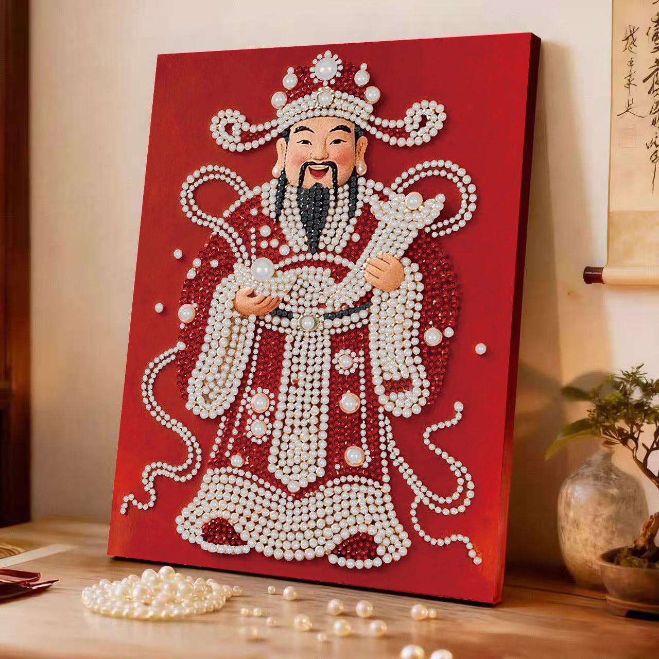 pearl painting[Red God of Wealth] 012