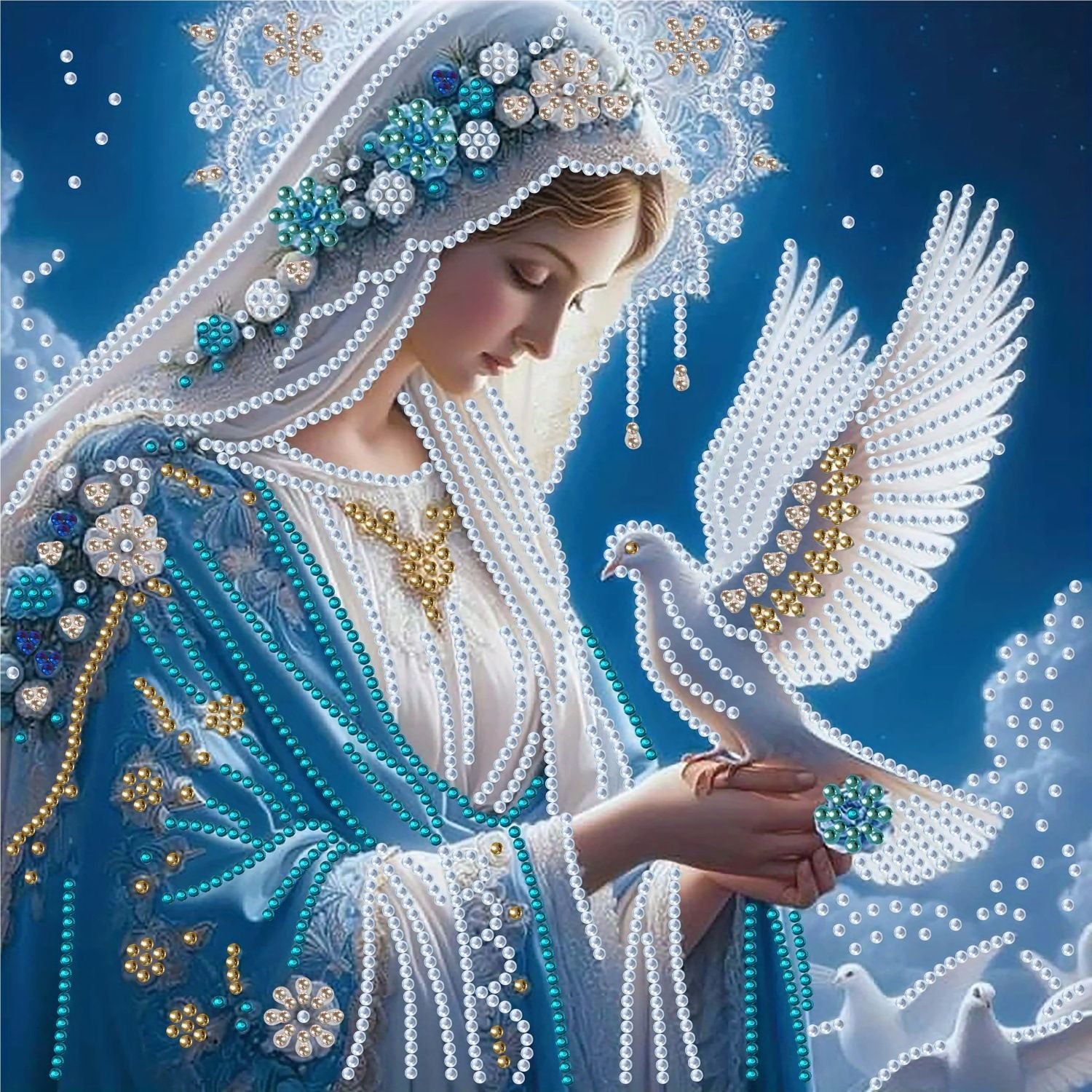 Handmade DIY Diamond Painting Star Moon Muse Shaped Diamond 5D Diamond Painting Set Art 30 * 30cm Decoration（005